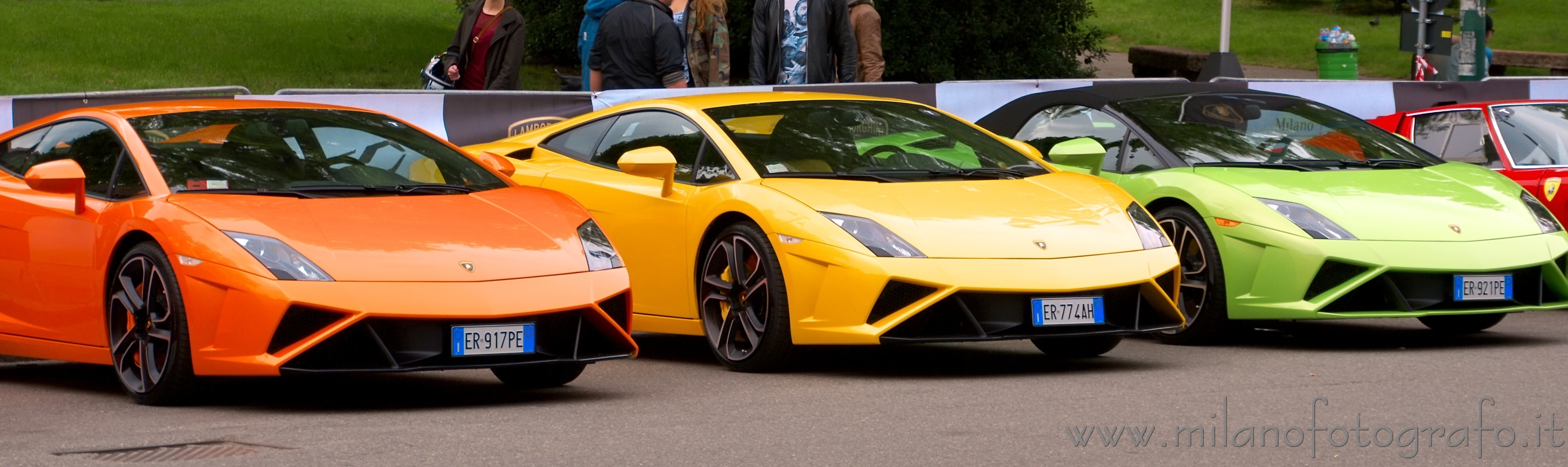 Milan (Italy) - Lamborghini in many colors at the meeting at the Castello Sforzesco